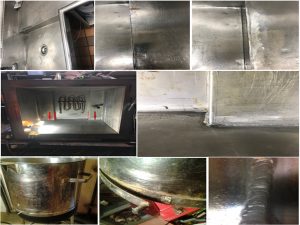 Collage of welding repairs for restaurant and commercial kitchen equipment. Made by JW Portable Welding & Repair. London, Ontario, 2019