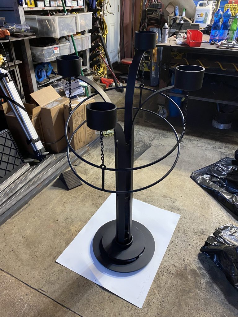 Close up on candle holders arrangement. JW Portable Welding 2021, London Ontario.