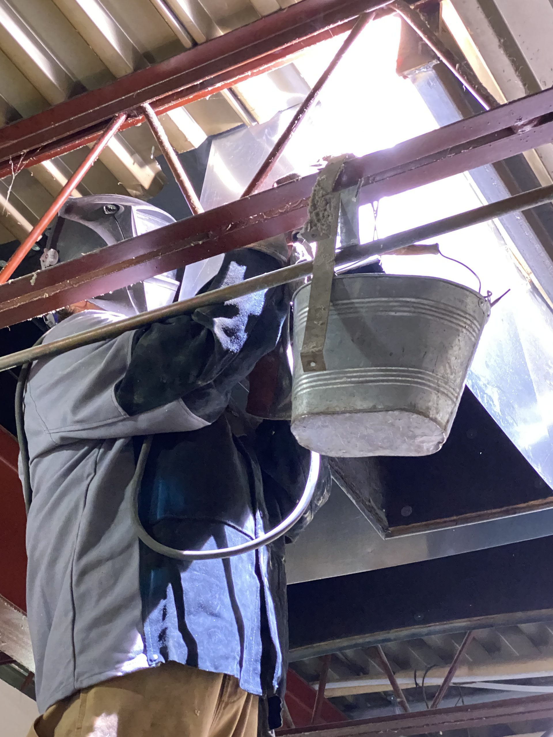 Congested spot in welding Open Web Steel Joists Reinforcements. JW Portable Welding & Repairs 2021