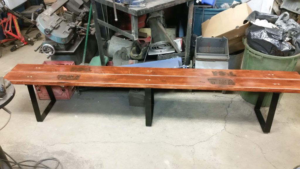 Locker room bench in our shop. JW Portable Welding & Repairs 2020 London, Ontario
