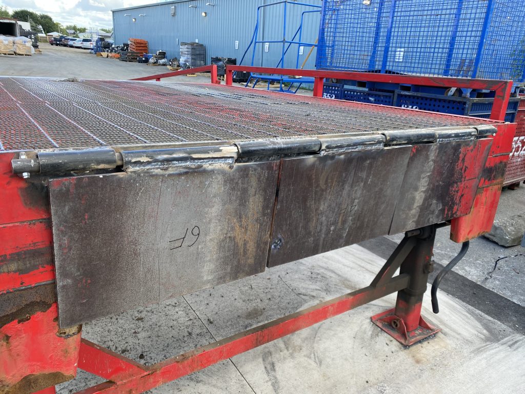 We have welded in custom made stronger hinges made from a thick walled pipe. Take a look at large size welds. Next we will install bumpers on this docking ramp. JW Portable Welding, London, Ontario, 2022