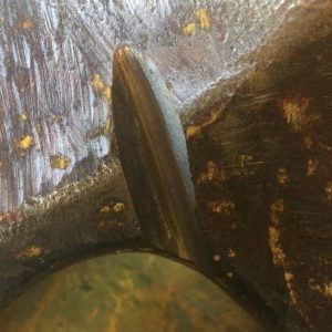 Beveled large crack during the heavy equipment repair process. In this way the crack is completely removed from the material. JW Portable Welding, London Ontario, April 23, 2018