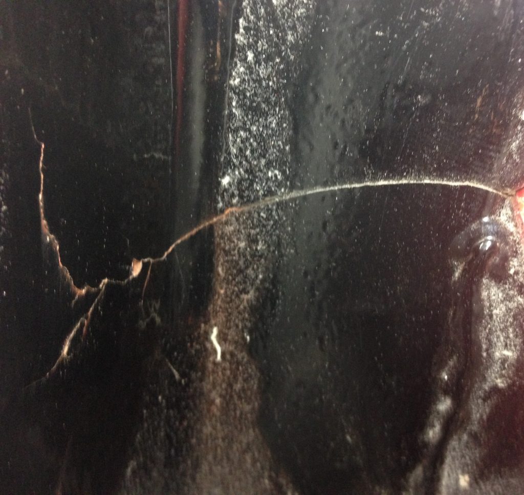 The unexpected shape of the material crack that is similar to the shape of a branch tree. JW Portable Welding & Repairs London Ontario, September 1, 2016