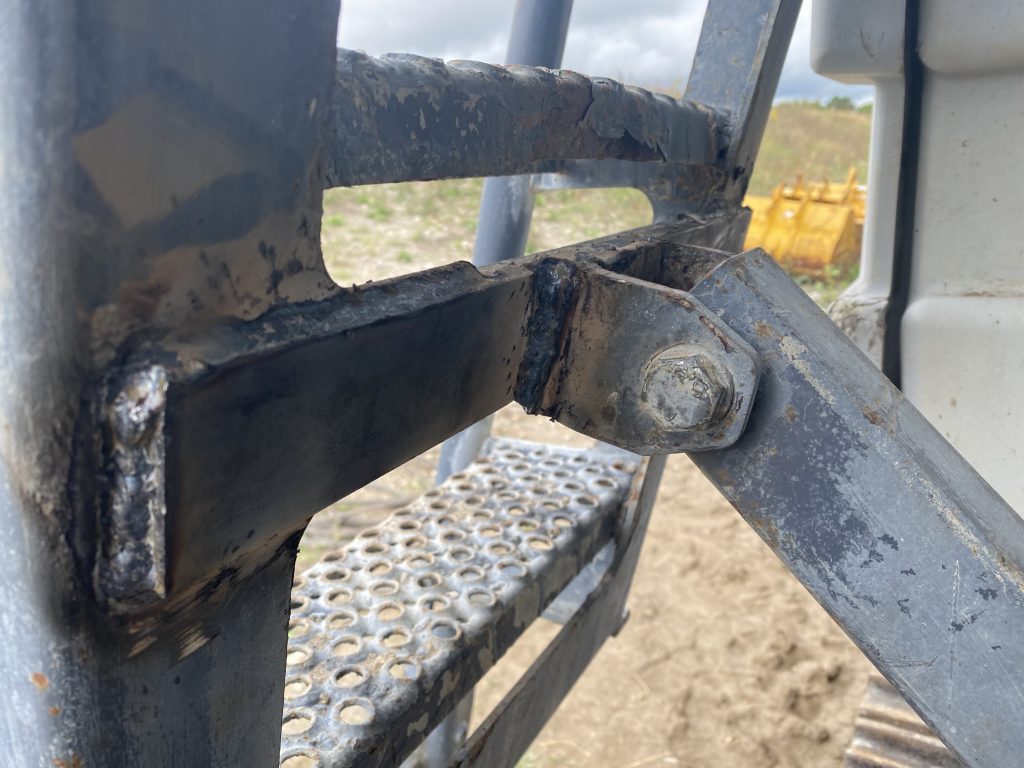 The ladder positioner is welded to the ladder and will maintain the proper climbing angle for the ladder. The properly installed positioner not only makes climbing easier but also eliminates tripping hazard.