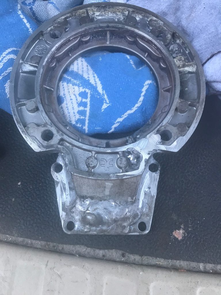 Internal view of repair on aluminum castings of worm gearbox. For JW Portable Welding, 2016, London, Ontario